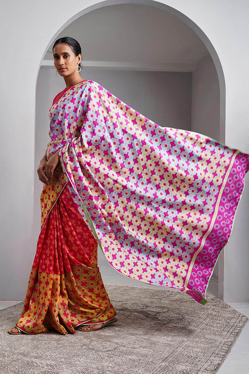 Anjali Mulberry Silk Hand blockprinted saree