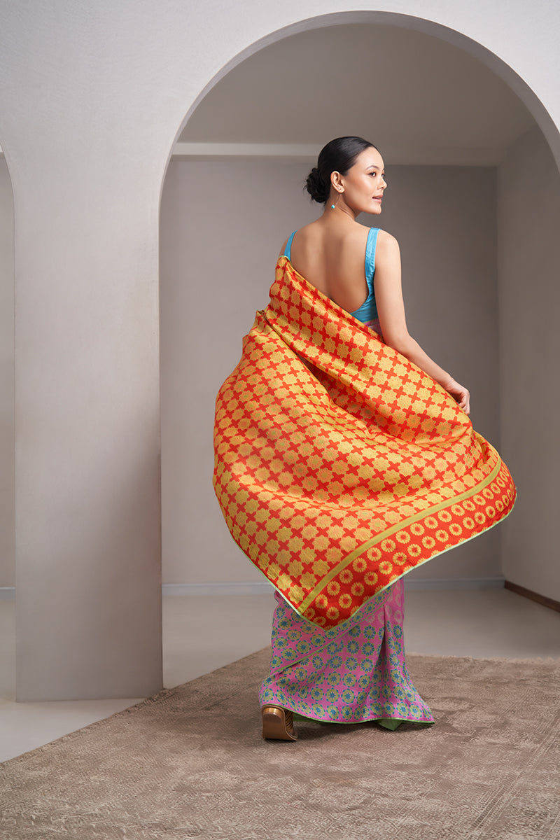 Uma Mulberry Silk Hand blockprinted saree