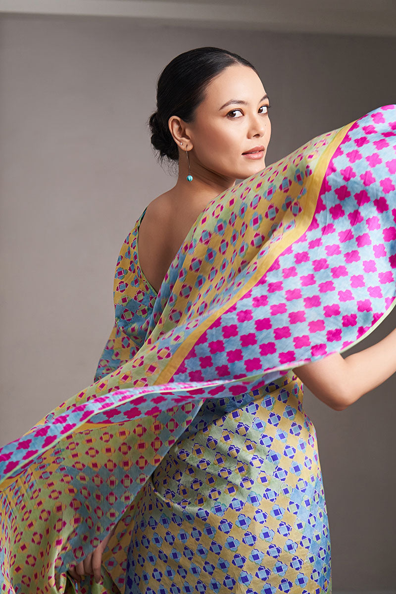 Aarti Mulberry Silk Hand blockprinted saree