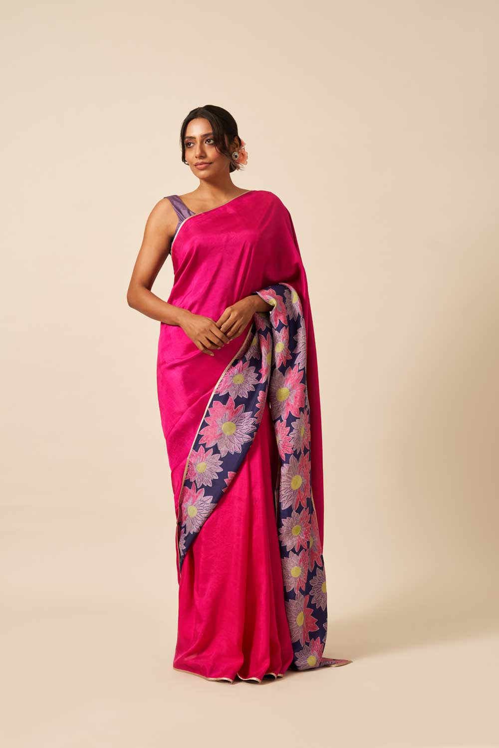 Vaidehi Fuschia Purple Mulberry Silk Flip Pallu Saree