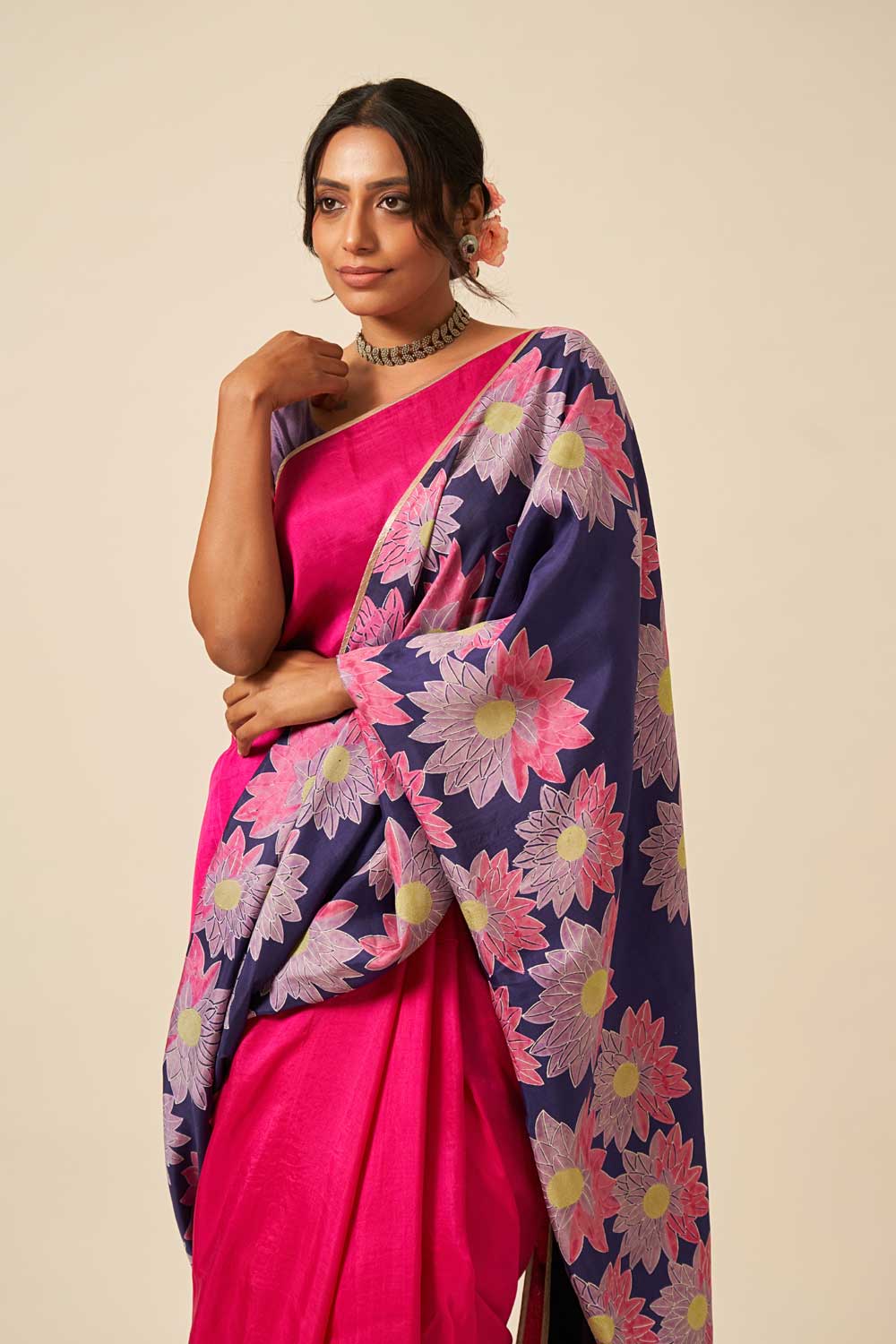Vaidehi Fuschia Purple Mulberry Silk Flip Pallu Saree
