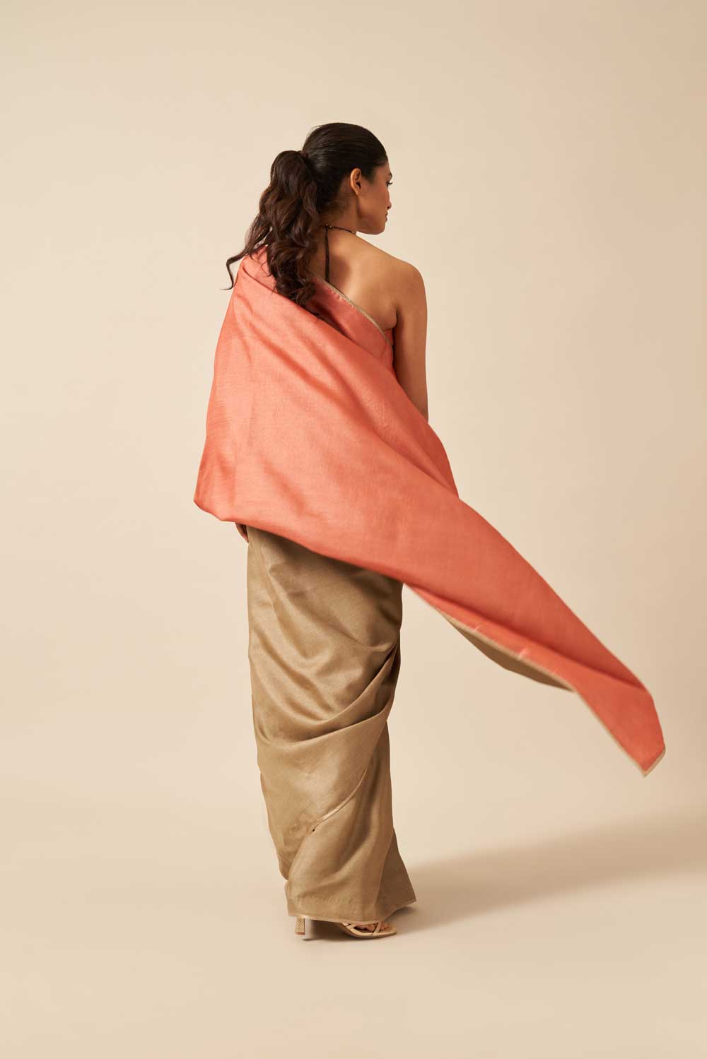 Rani Mehendi Madder Handloom Tussar Silk Flip Pallu Saree