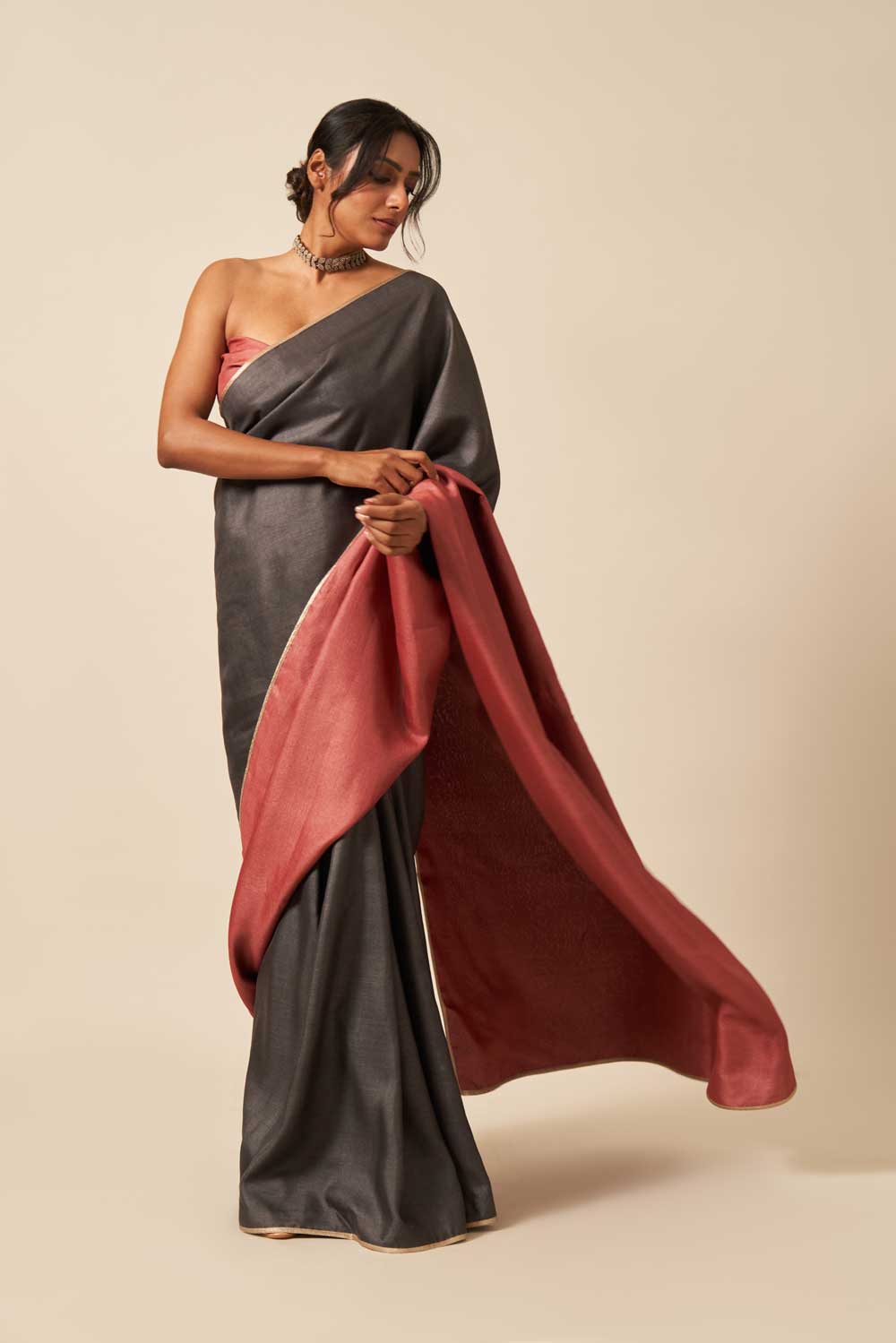 Kumud kala  madder Tussar Silk Flip Pallu Saree