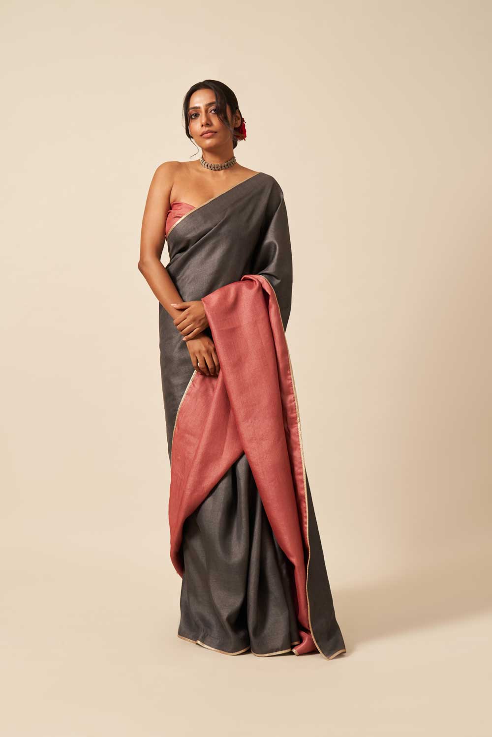 Kumud kala  madder Tussar Silk Flip Pallu Saree