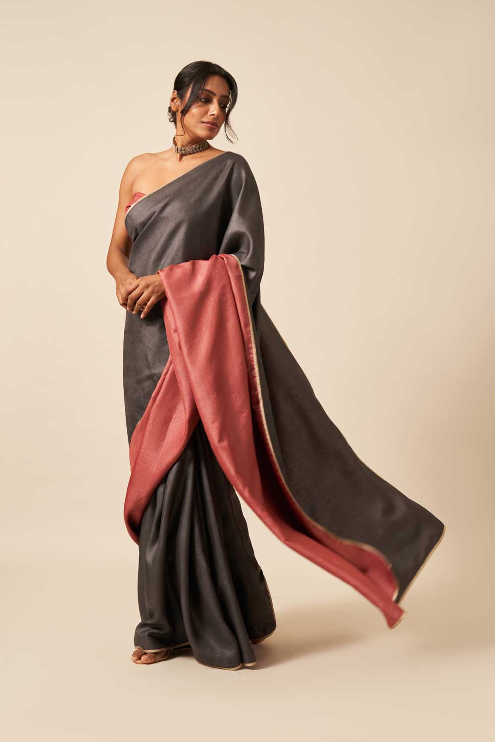 Kumud kala  madder Tussar Silk Flip Pallu Saree