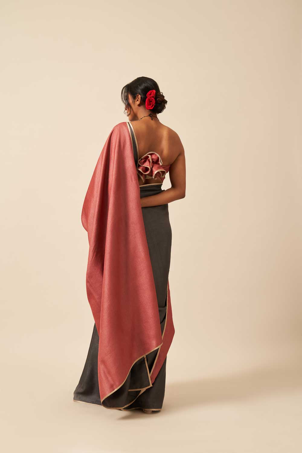 Kumud kala  madder Tussar Silk Flip Pallu Saree