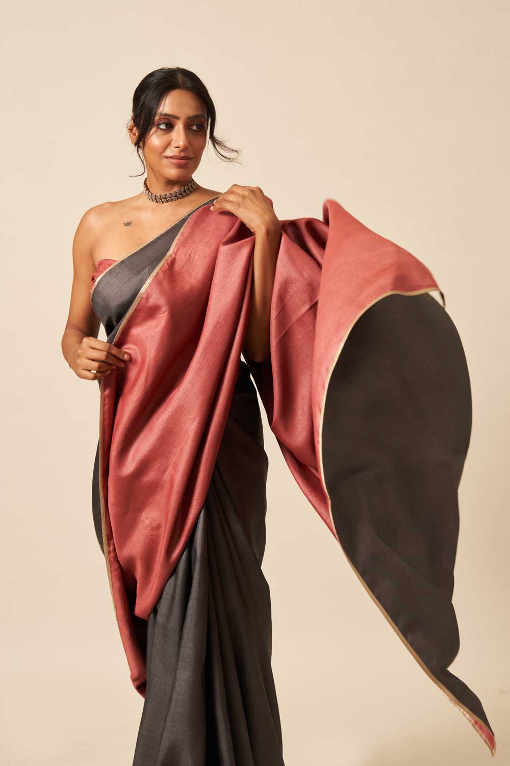 Kumud kala  madder Tussar Silk Flip Pallu Saree