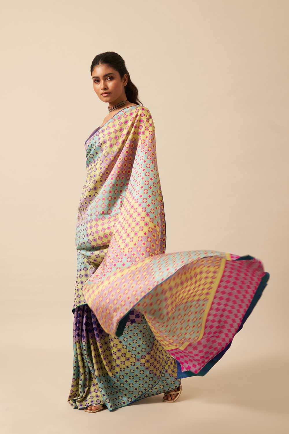 Vidya Mulberry Silk Hand blockprinted saree
