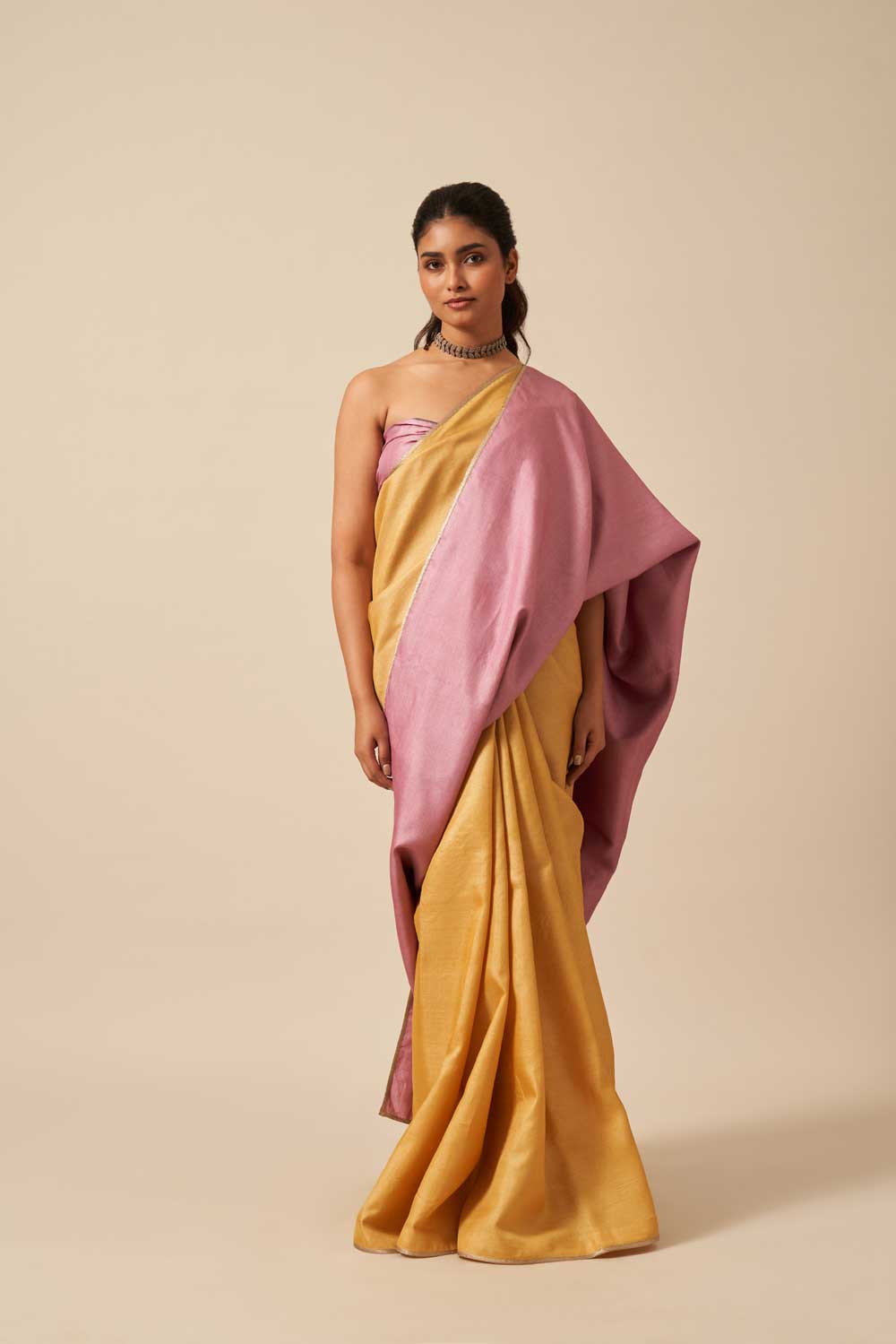Rajeshwari marigold_lac Handloom Tussar Silk Flip Pallu Saree