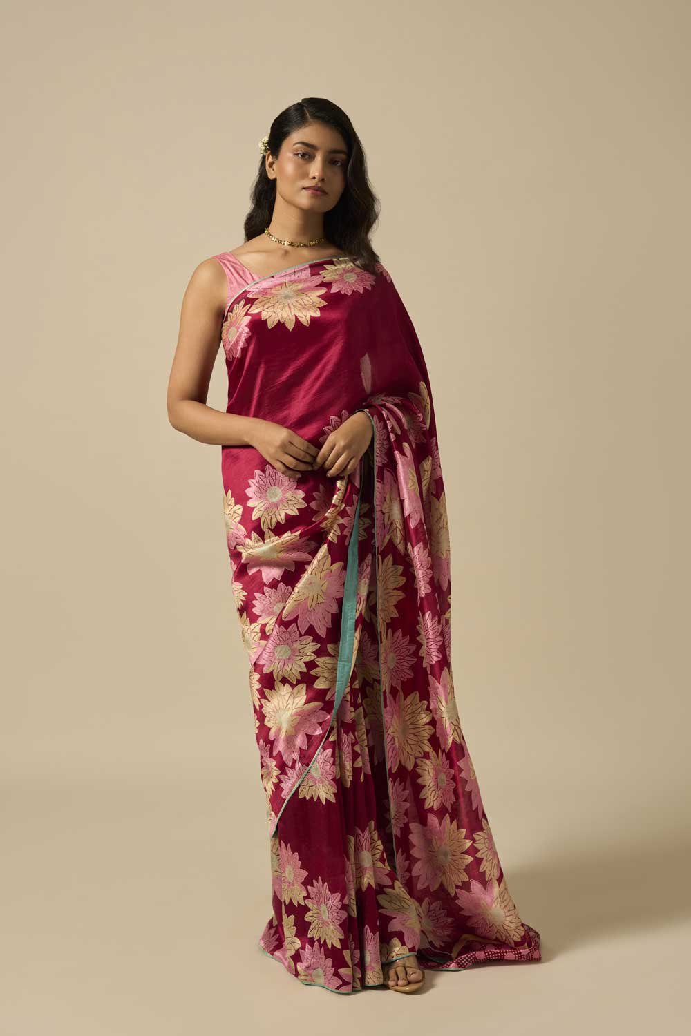AABHA WINE MUSHROO SILK SAREE
