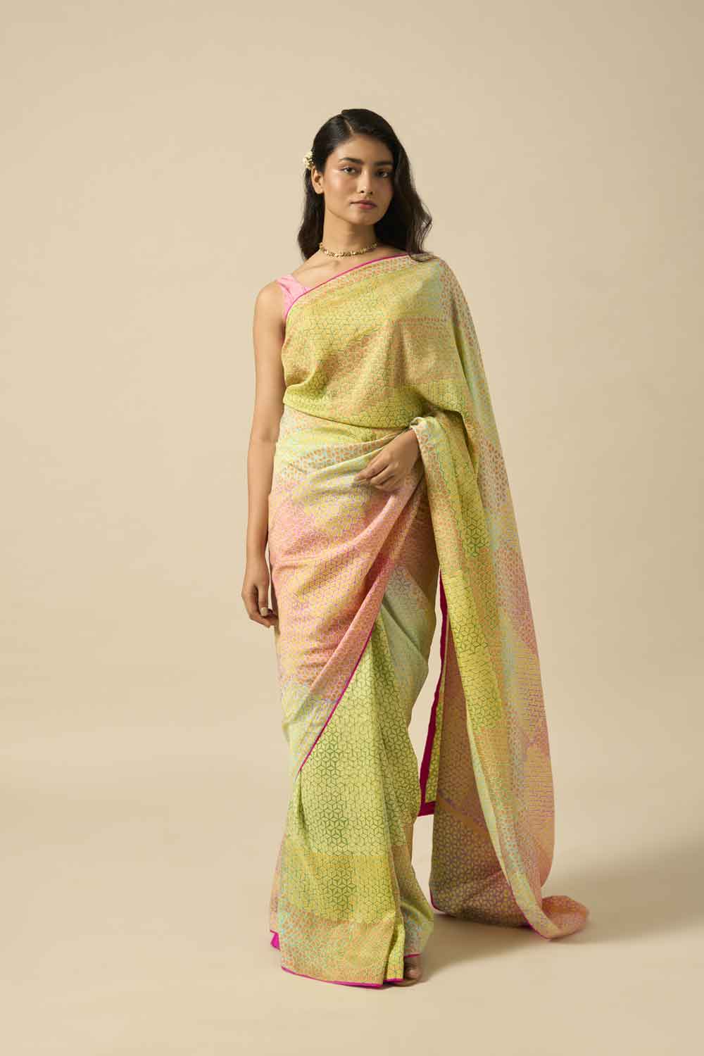 Tilottama Mulberry Silk Hand Block Printed Saree