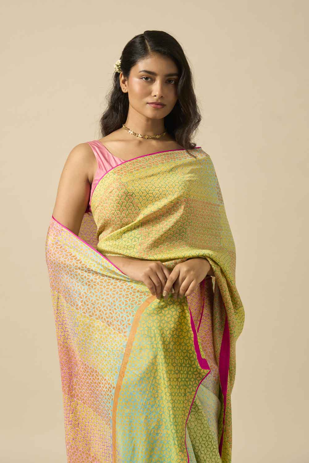 Tilottama Mulberry Silk Hand Block Printed Saree