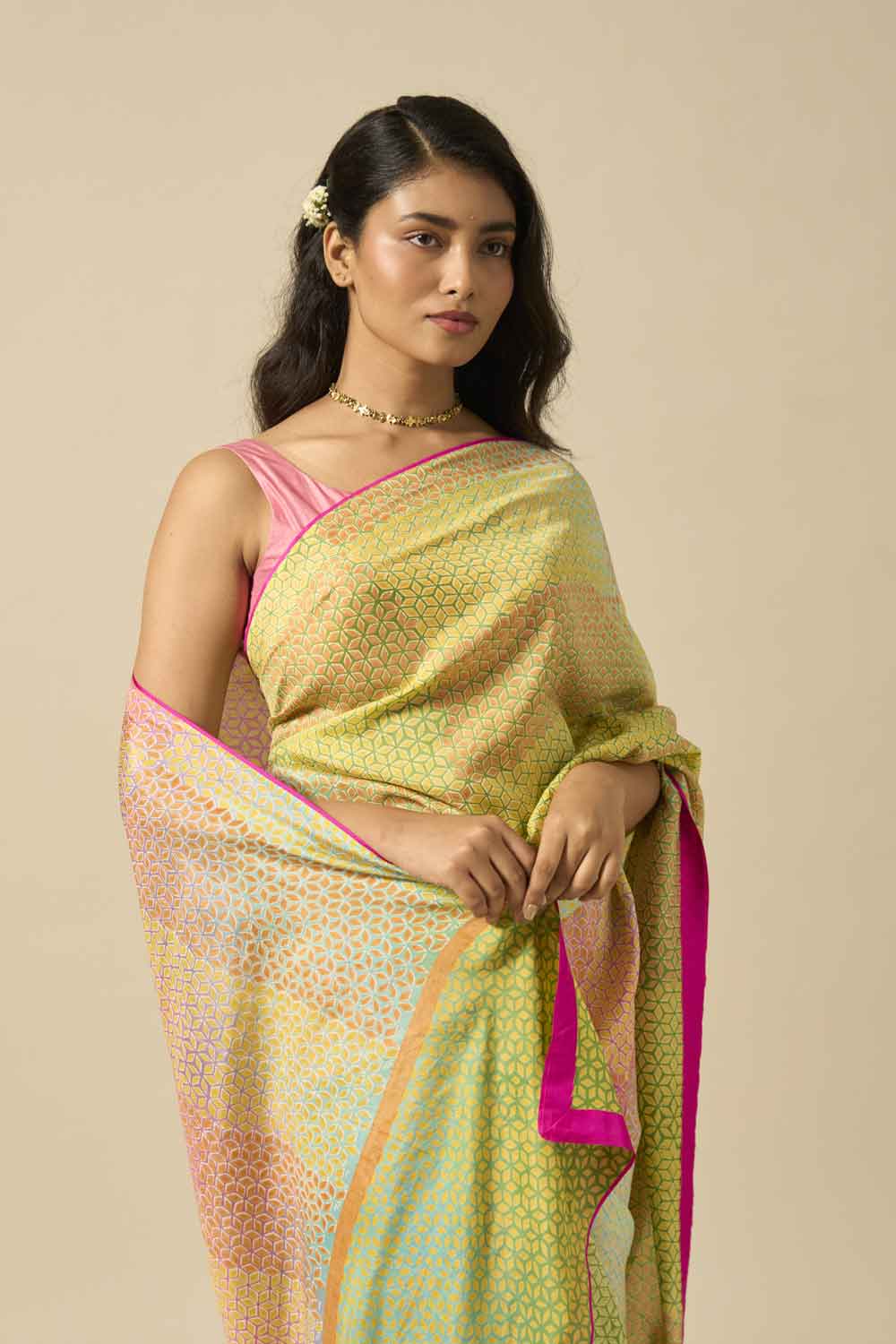 Tilottama Mulberry Silk Hand Block Printed Saree