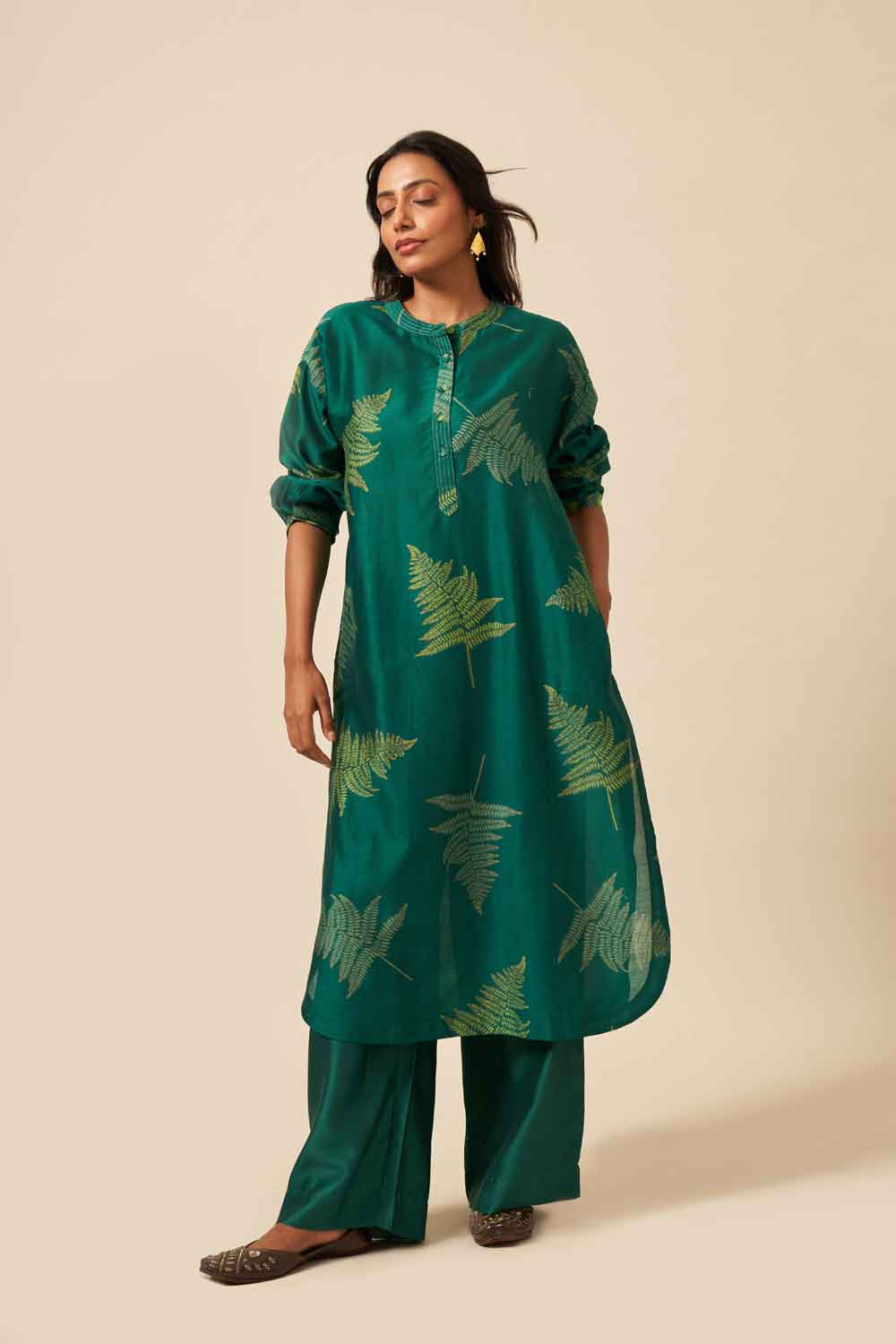 Disha Green Chanderi Hand Block Printed Co-ord Set