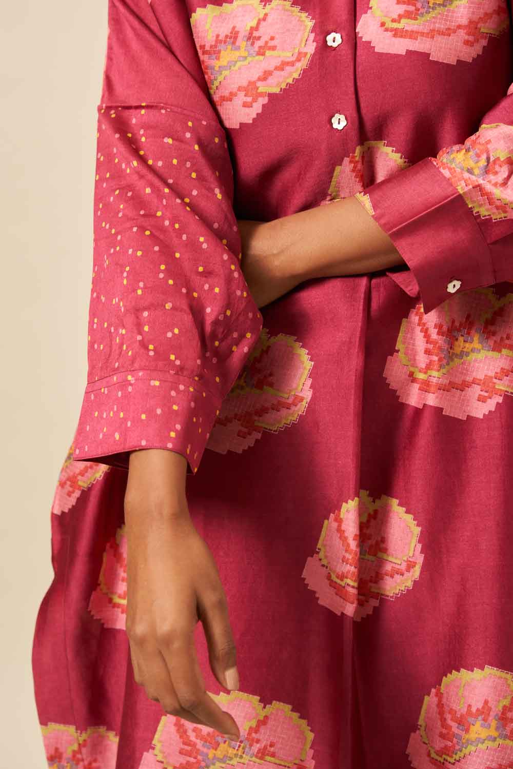 Megha Wine chanderi hand blockprinted Co-ord set