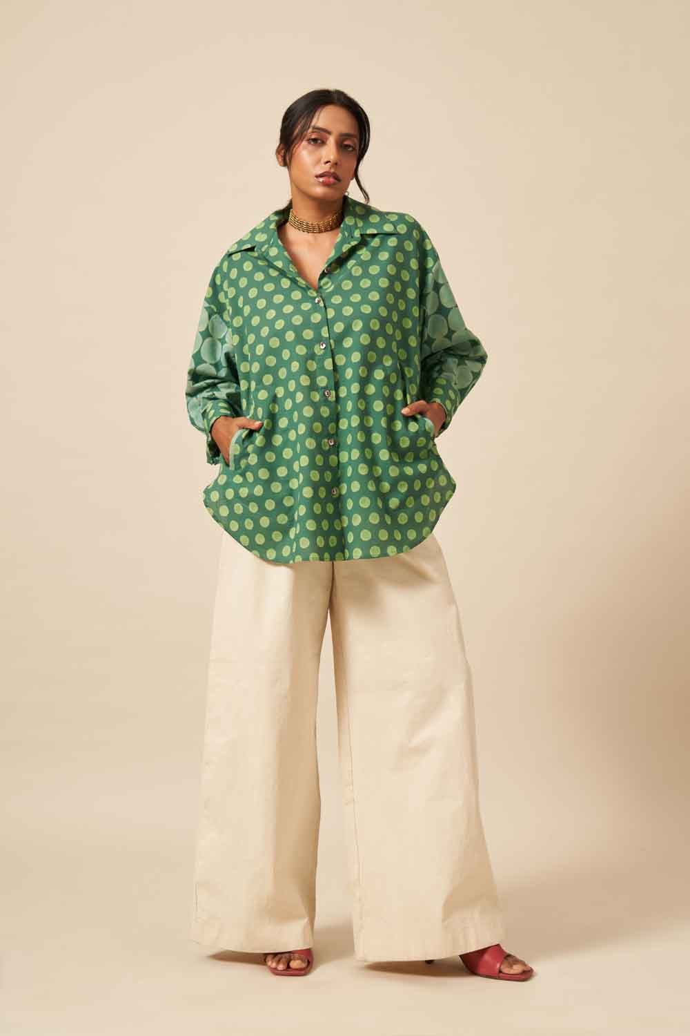 Meha Green cotton Hand Blockprinted shirt