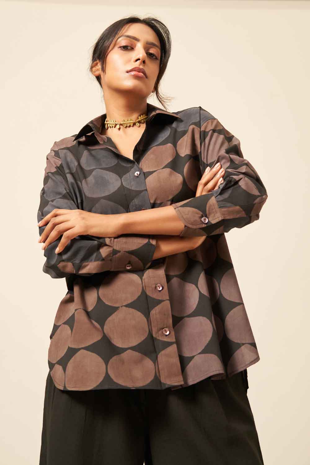 Ritu Black Hand Block Printed Shirt