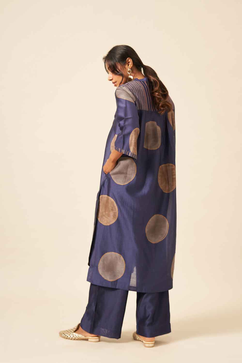 Nitya Indigo chanderi hand blockprinted Co-ord set