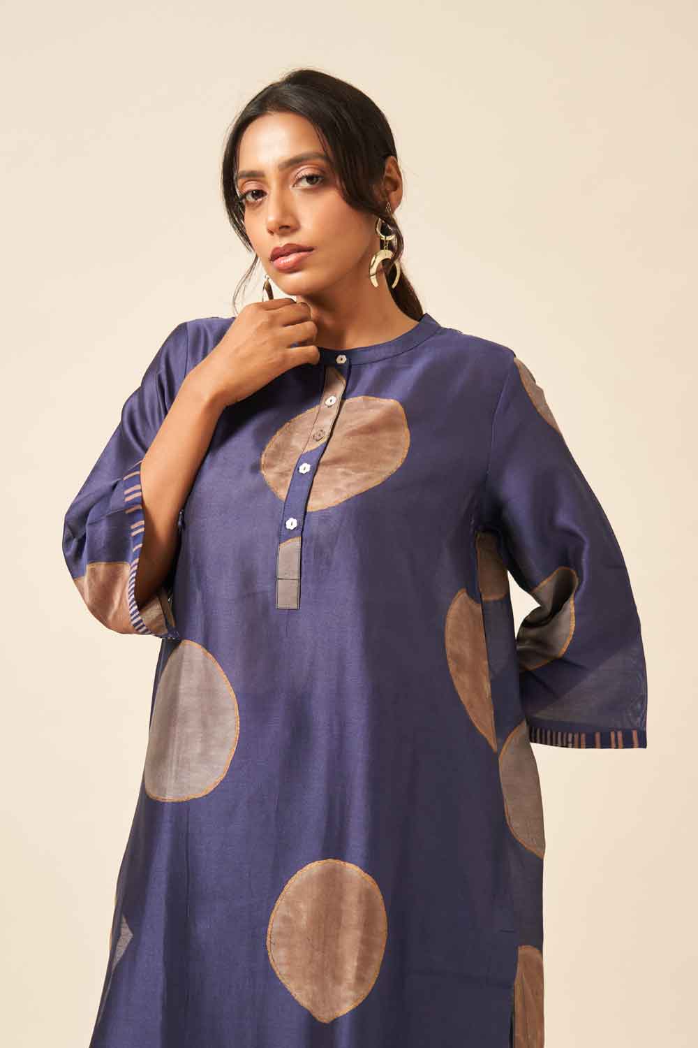Nitya Indigo chanderi hand blockprinted Co-ord set