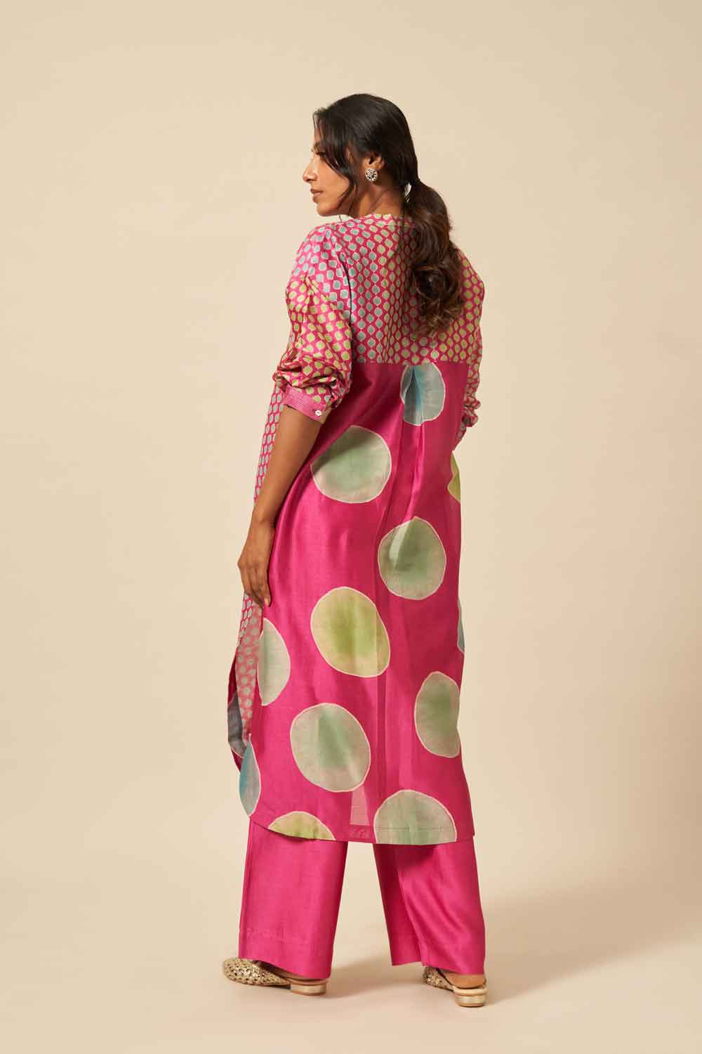 Payal Pink chanderi hand blockprinted Co-ord set