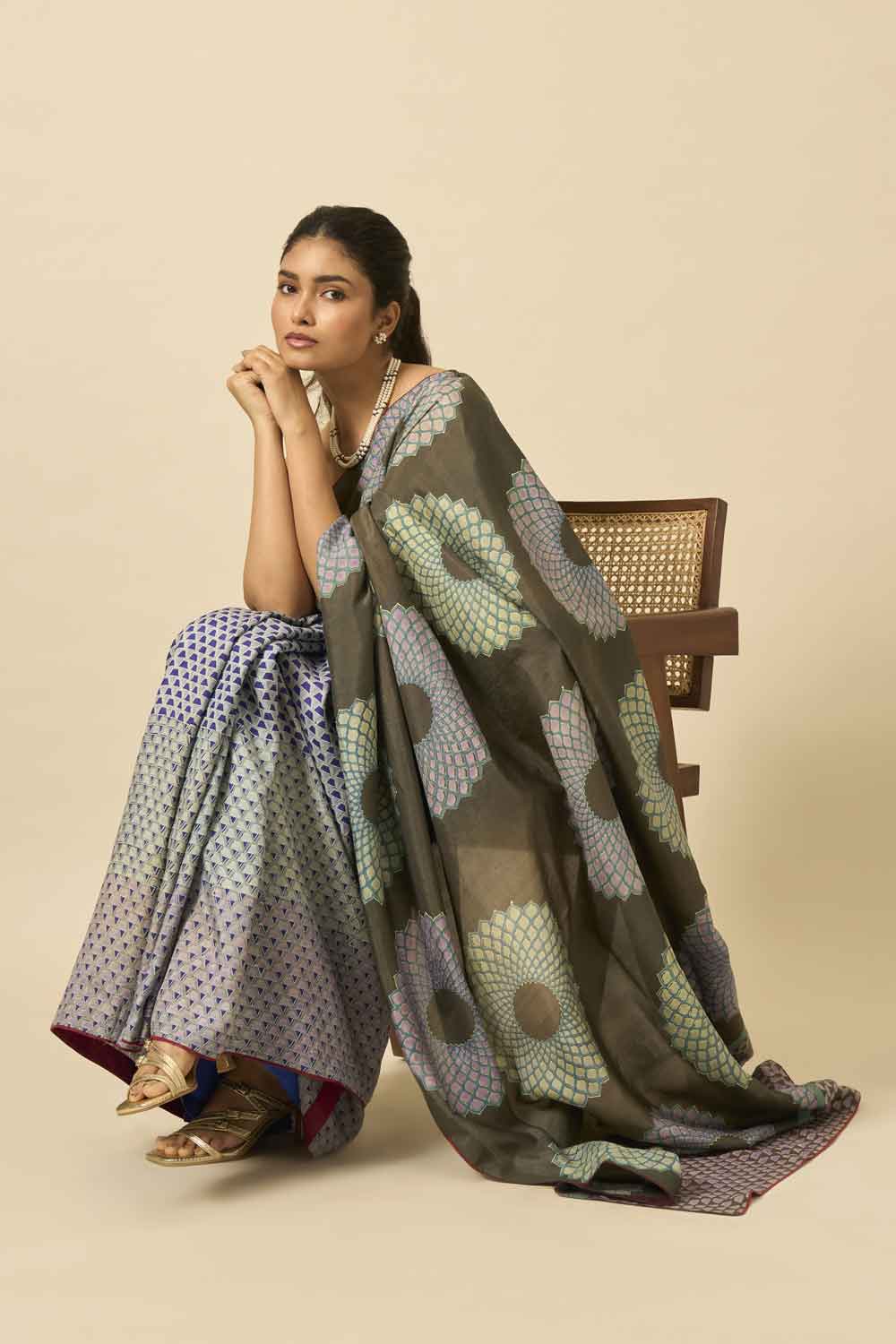 Bhavani Mulberry Silk Hand Block Printed Saree