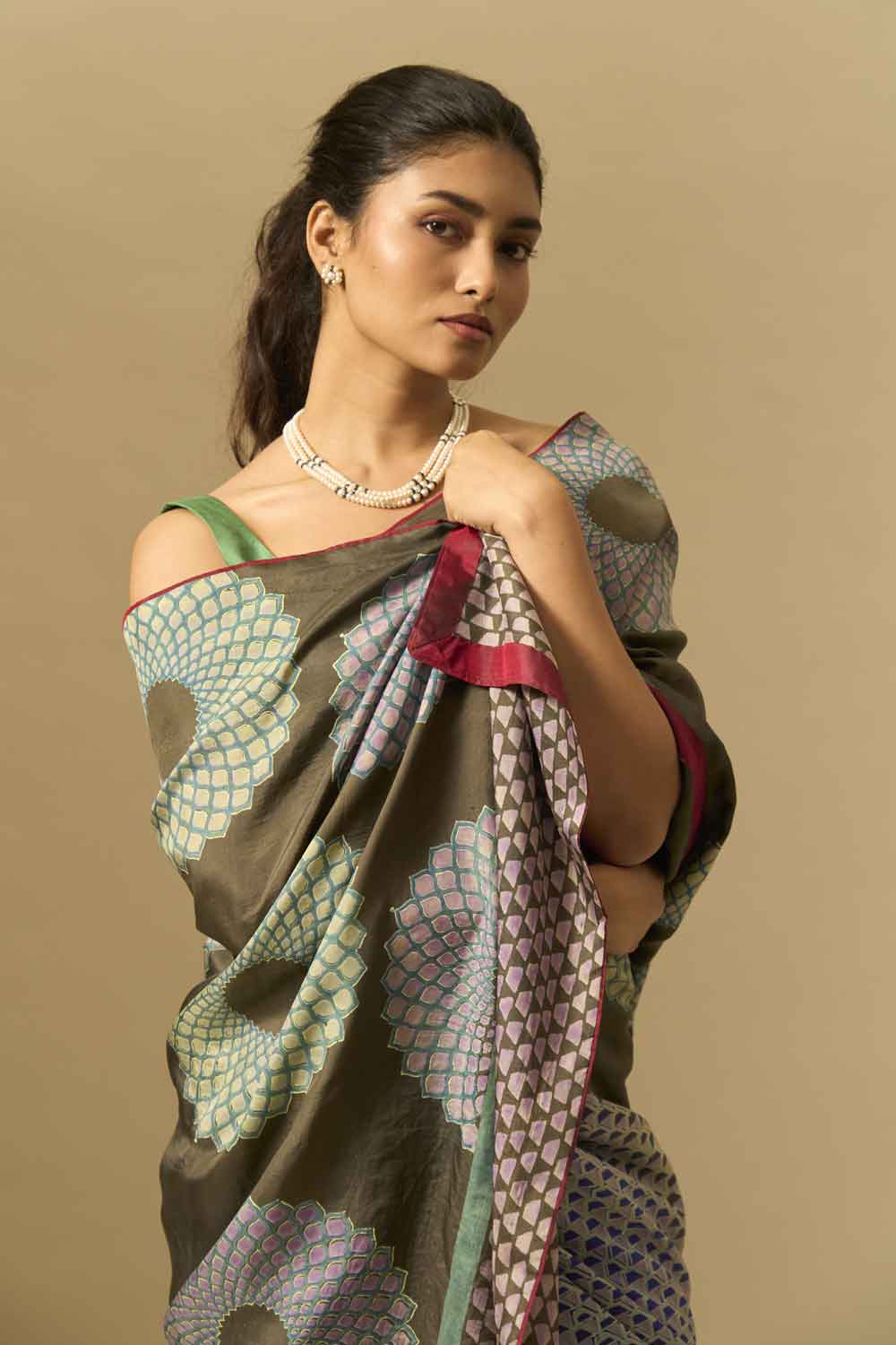 Bhavani Mulberry Silk Hand Block Printed Saree