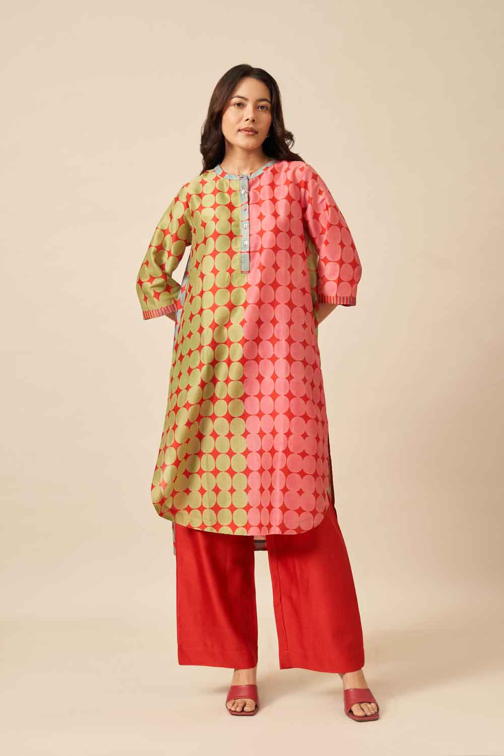 Radhika Red chanderi hand blockprinted Co-ord set