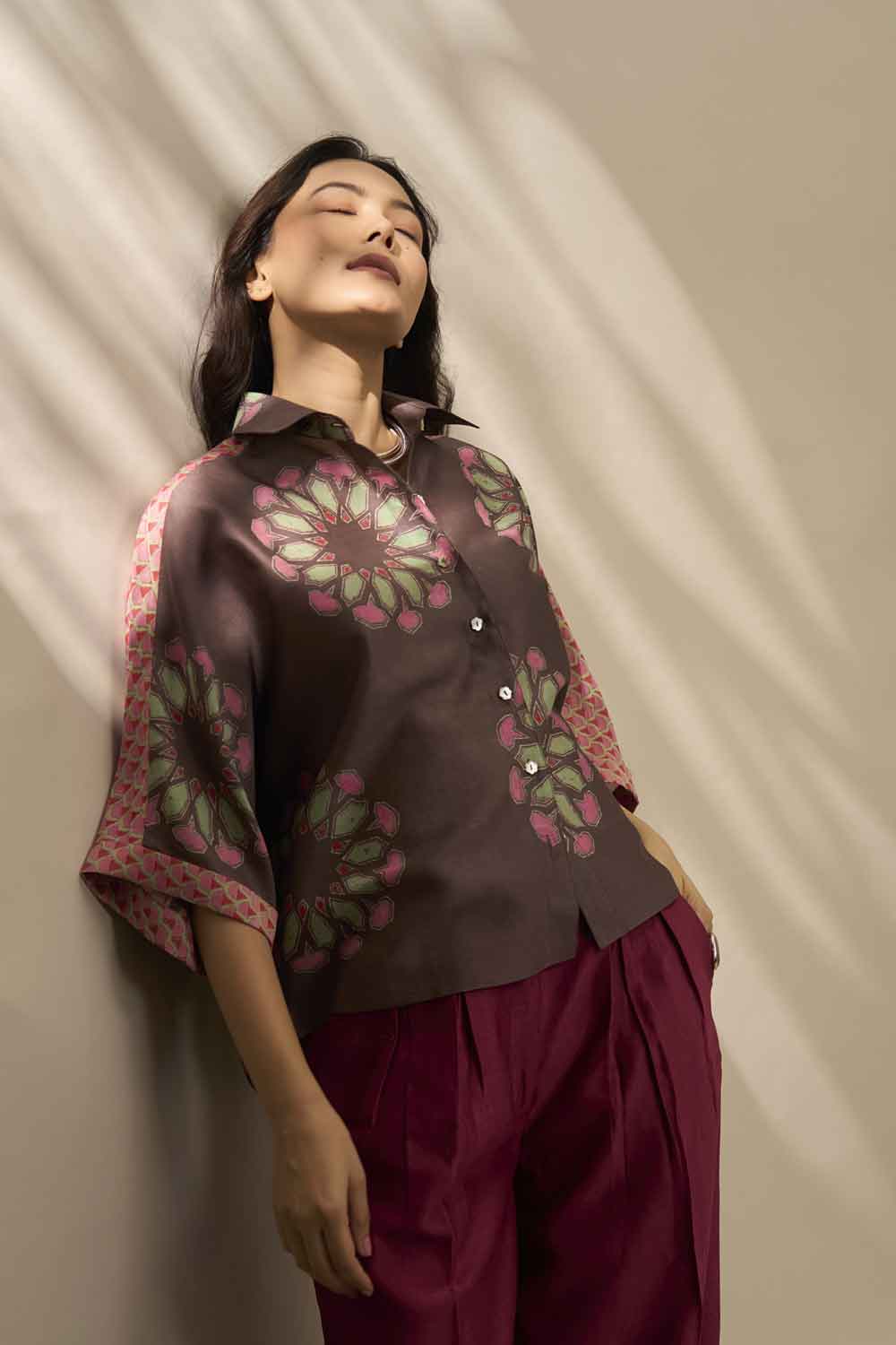Tara Brown chanderi hand blockprinted Shirt