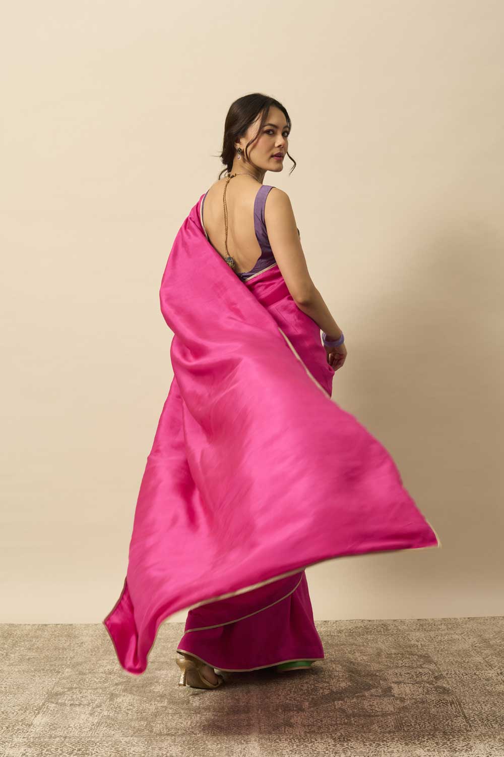 Vasundhara Pink Red Mulberry Silk Flip Pallu Saree