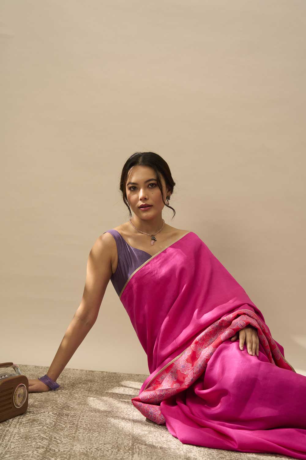 Vasundhara Pink Red Mulberry Silk Flip Pallu Saree