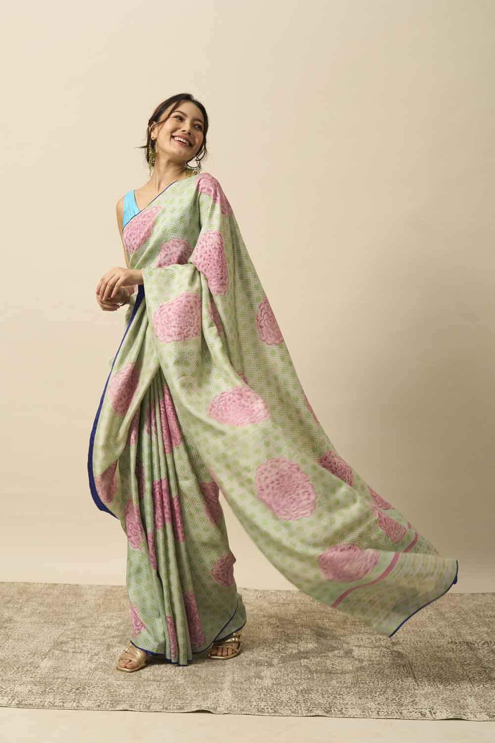 Mumtaz Mulberry Silk Hand Block Printed Saree