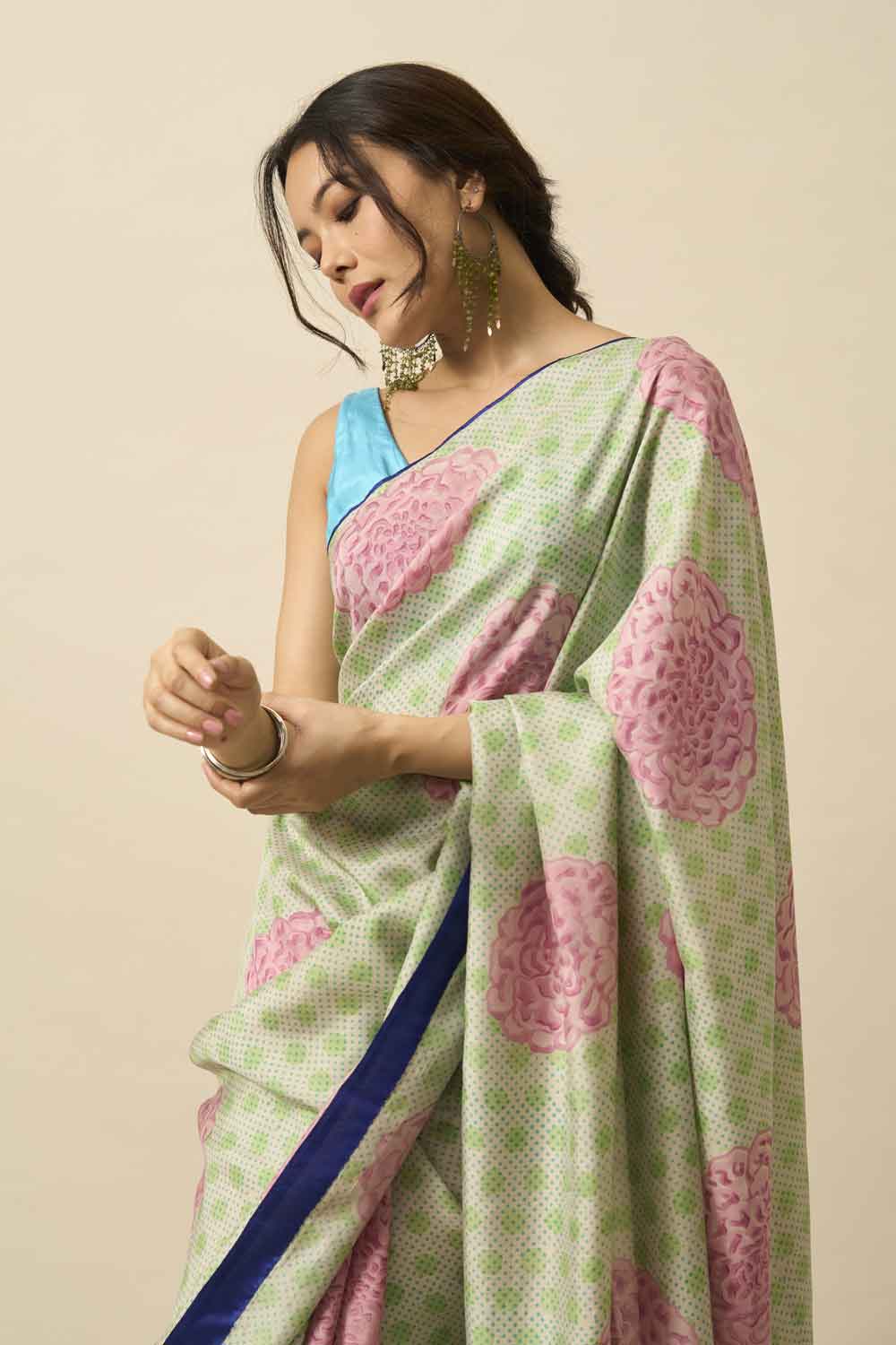 Mumtaz Mulberry Silk Hand Block Printed Saree
