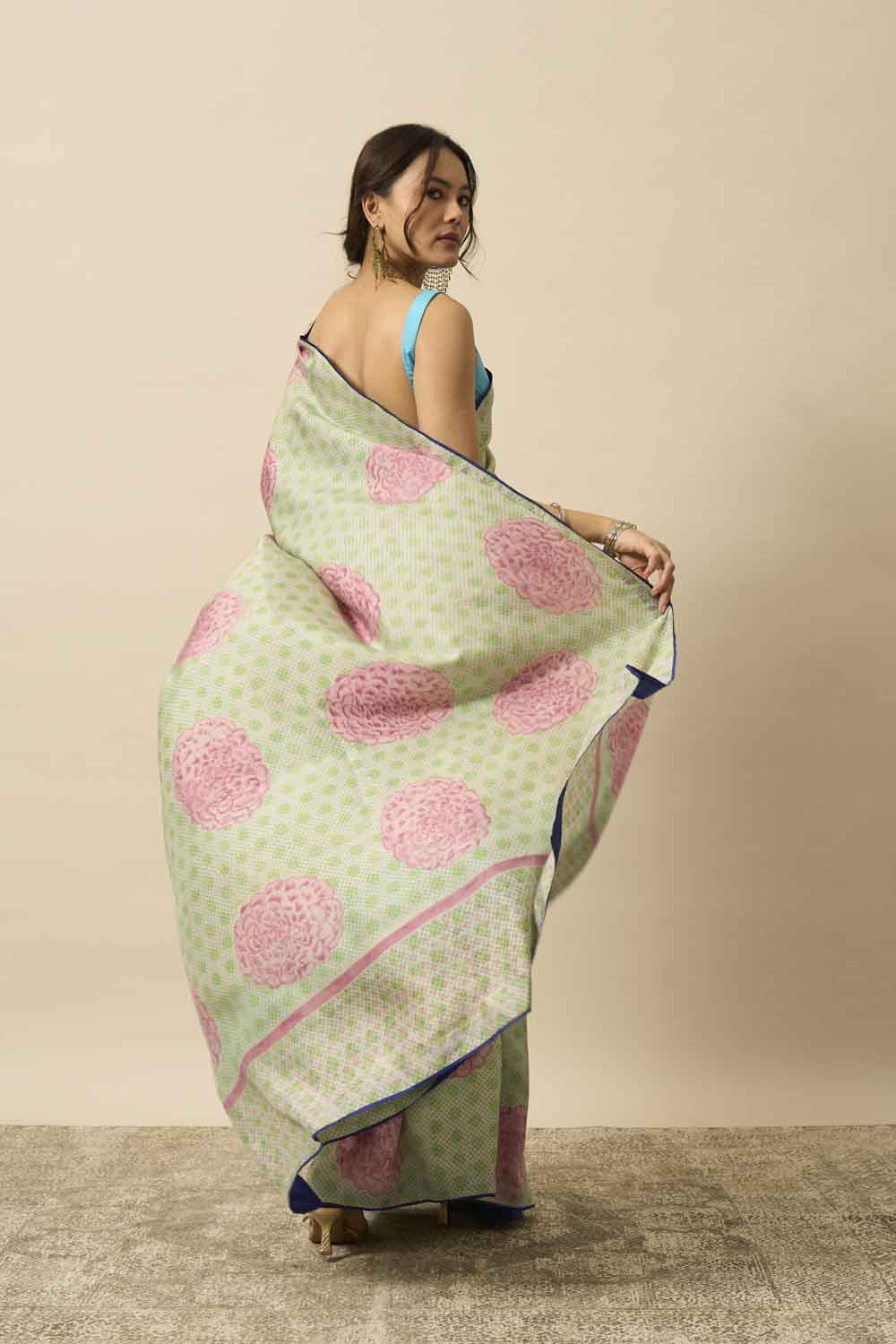 Mumtaz Mulberry Silk Hand Block Printed Saree