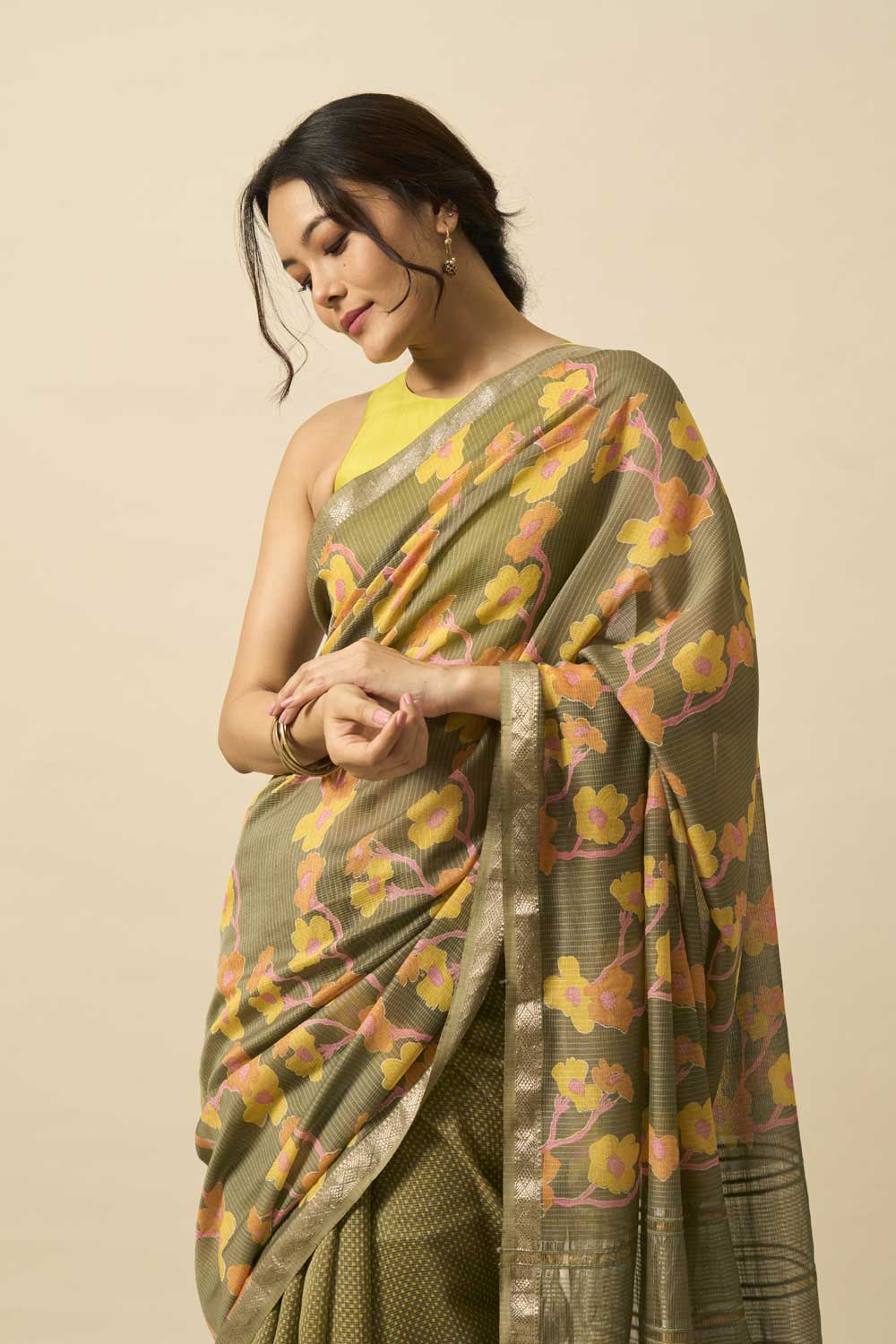 Kaveri olive MAHESH SILK 4 COLOR