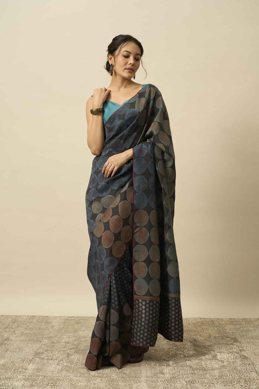 Zeenat Mulberry Silk Hand Block Printed Saree