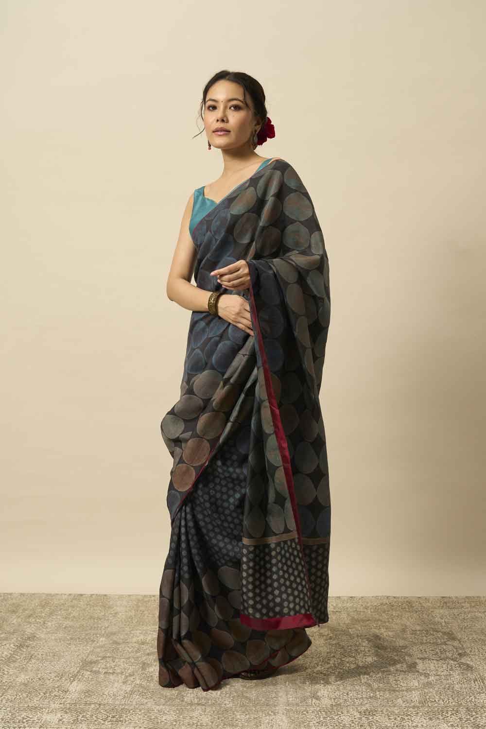 Zeenat Mulberry Silk Hand Block Printed Saree