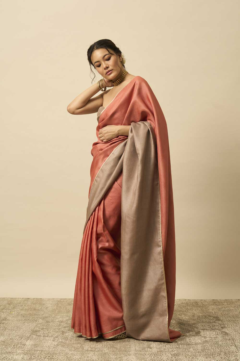Jodha madder kashish Handloom Tussar Silk Flip Pallu Saree