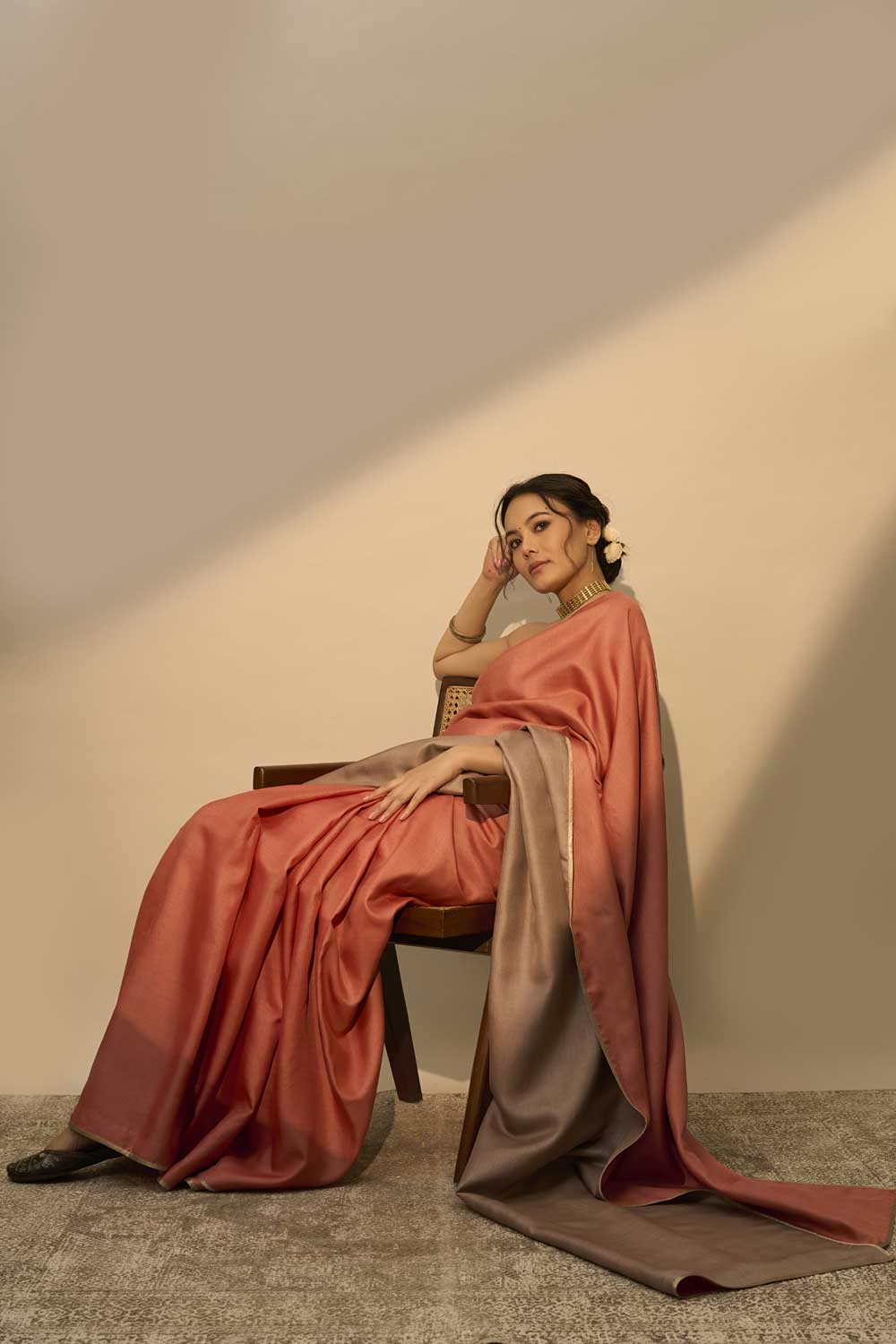 Jodha madder kashish Handloom Tussar Silk Flip Pallu Saree