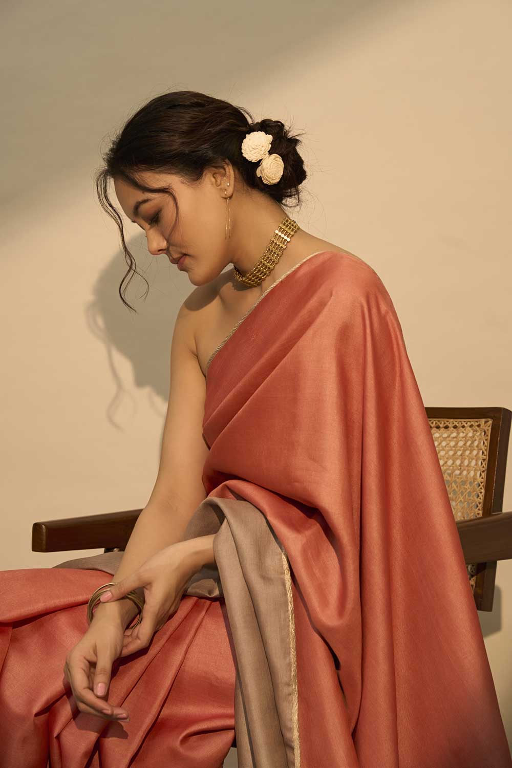 Jodha madder kashish Handloom Tussar Silk Flip Pallu Saree