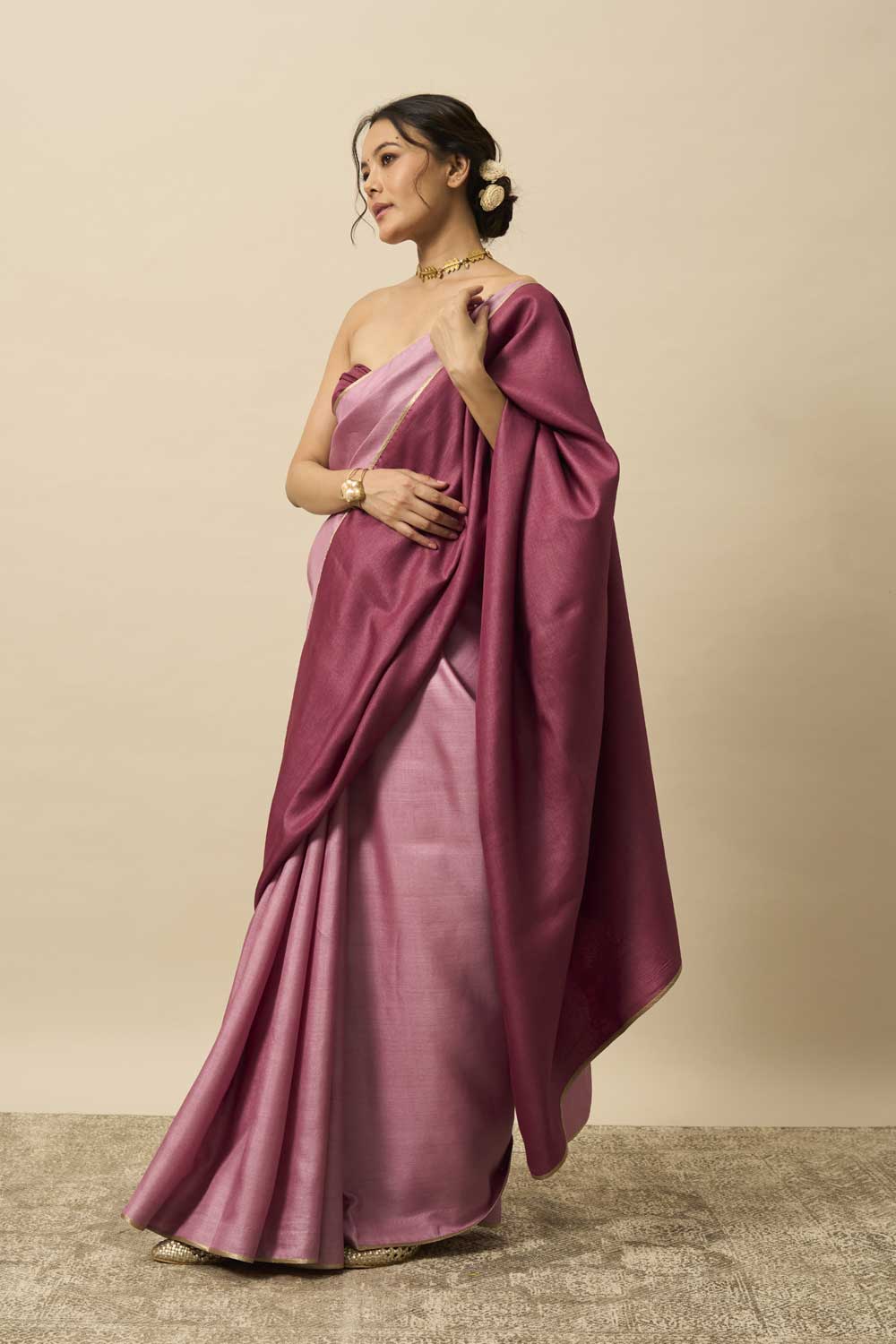 Maharani LacPink Handloom Tussar Silk Flip Pallu Saree