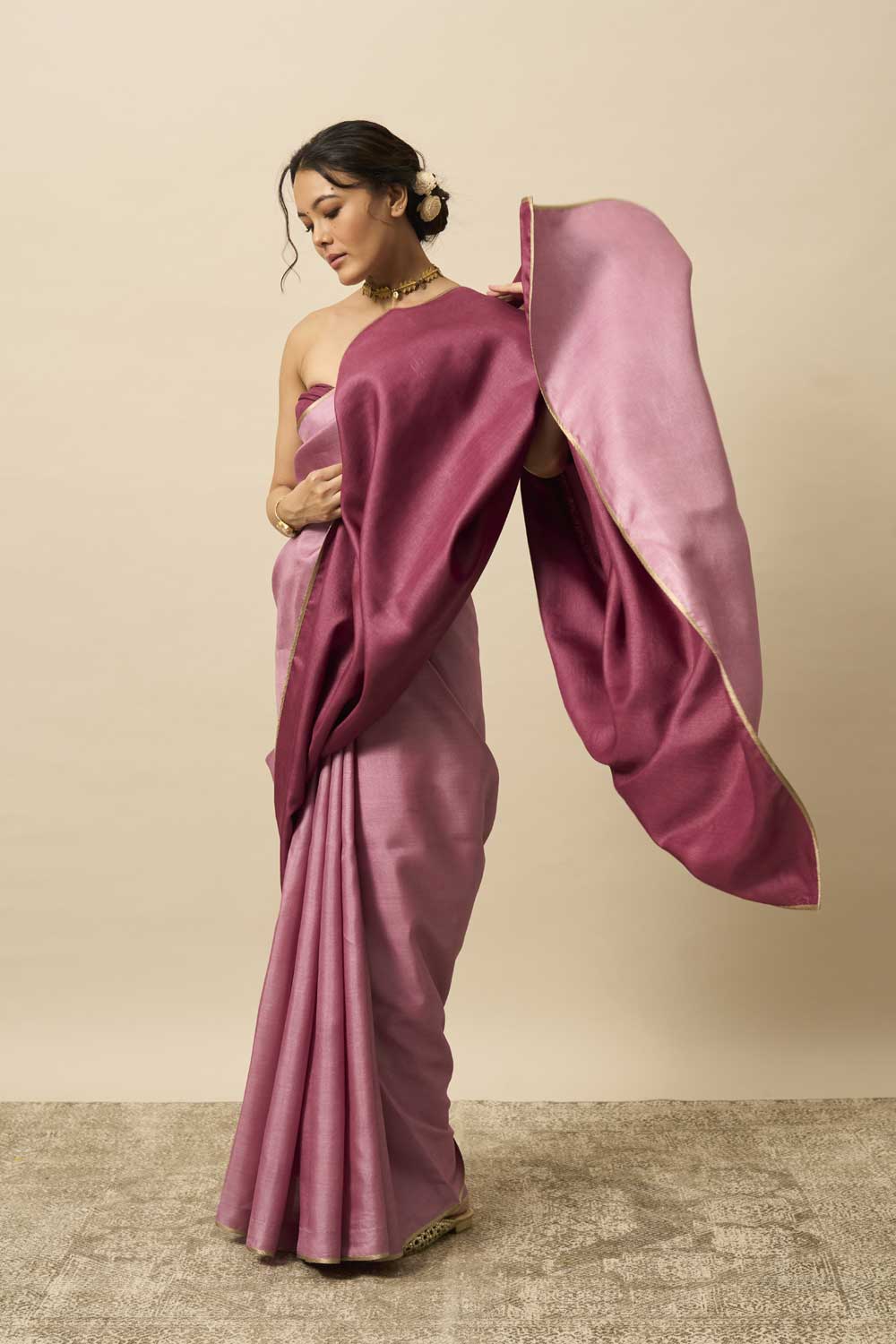 Maharani LacPink Handloom Tussar Silk Flip Pallu Saree