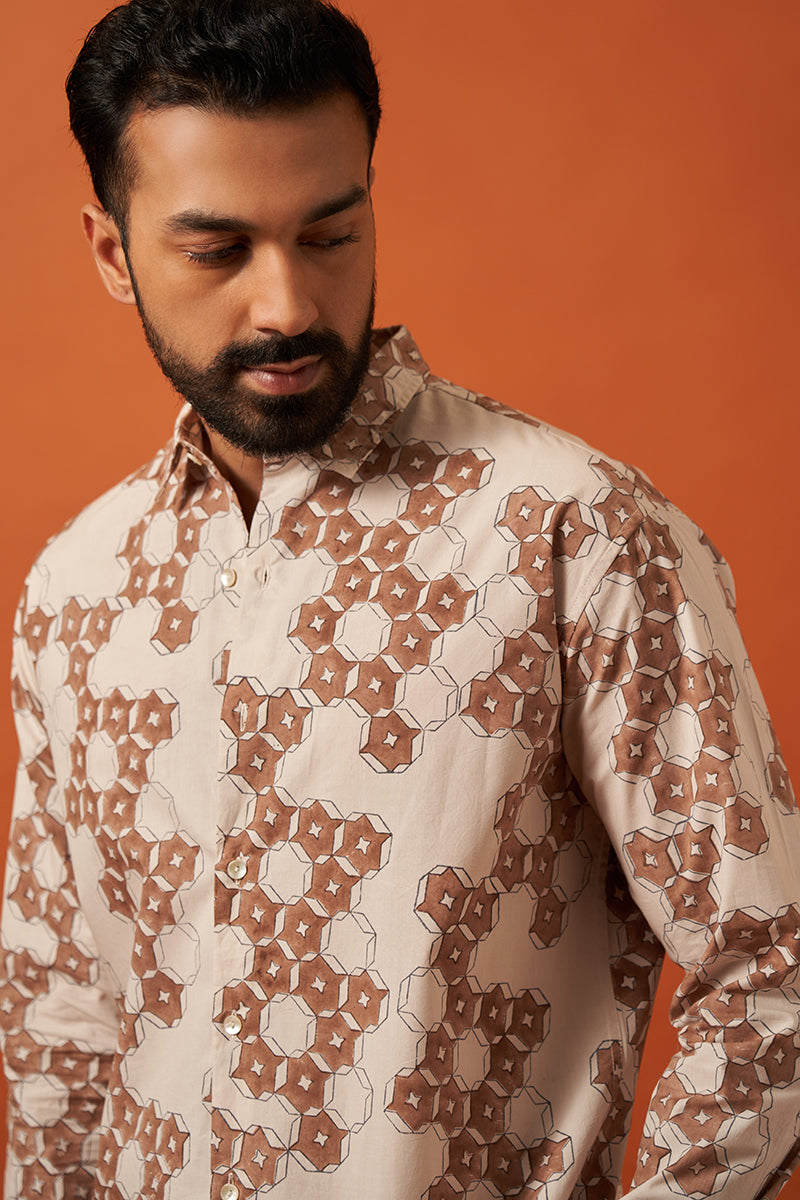 Ojas Premium Cotton Hand Blockprinted Shirt