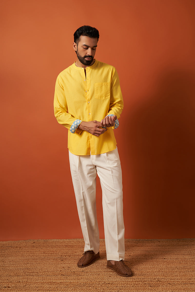 Megh Yellow Handspun Handwowen Cotton Shirt