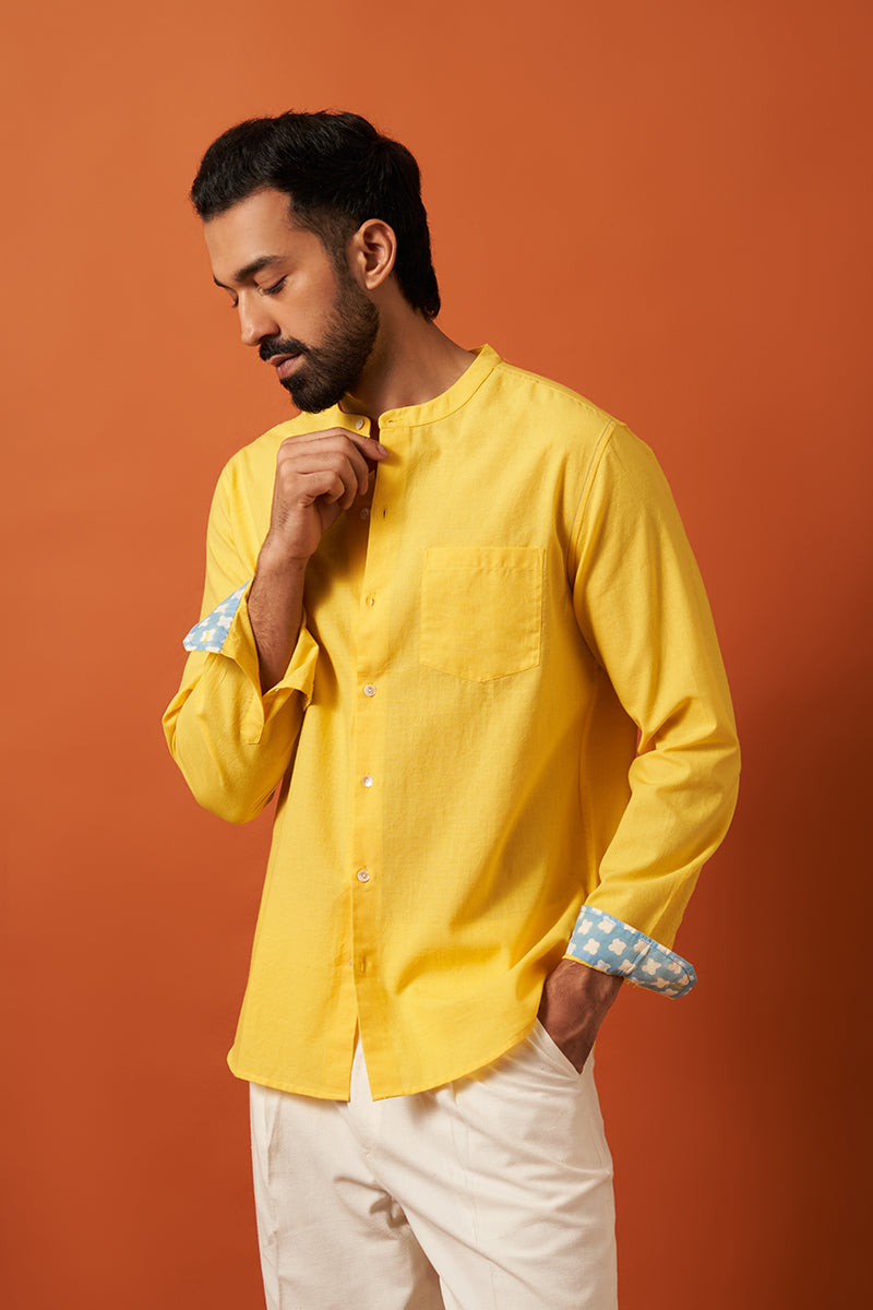 Megh Yellow Handspun Handwowen Cotton Shirt