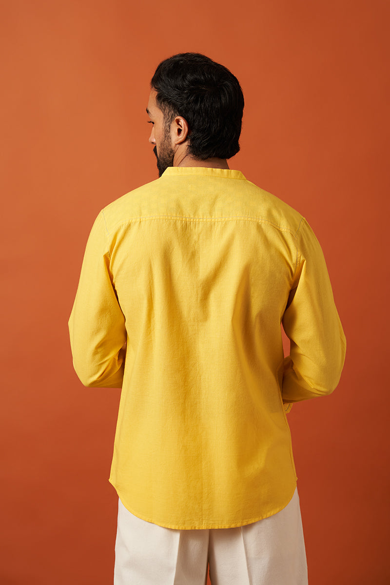 Megh Yellow Handspun Handwowen Cotton Shirt