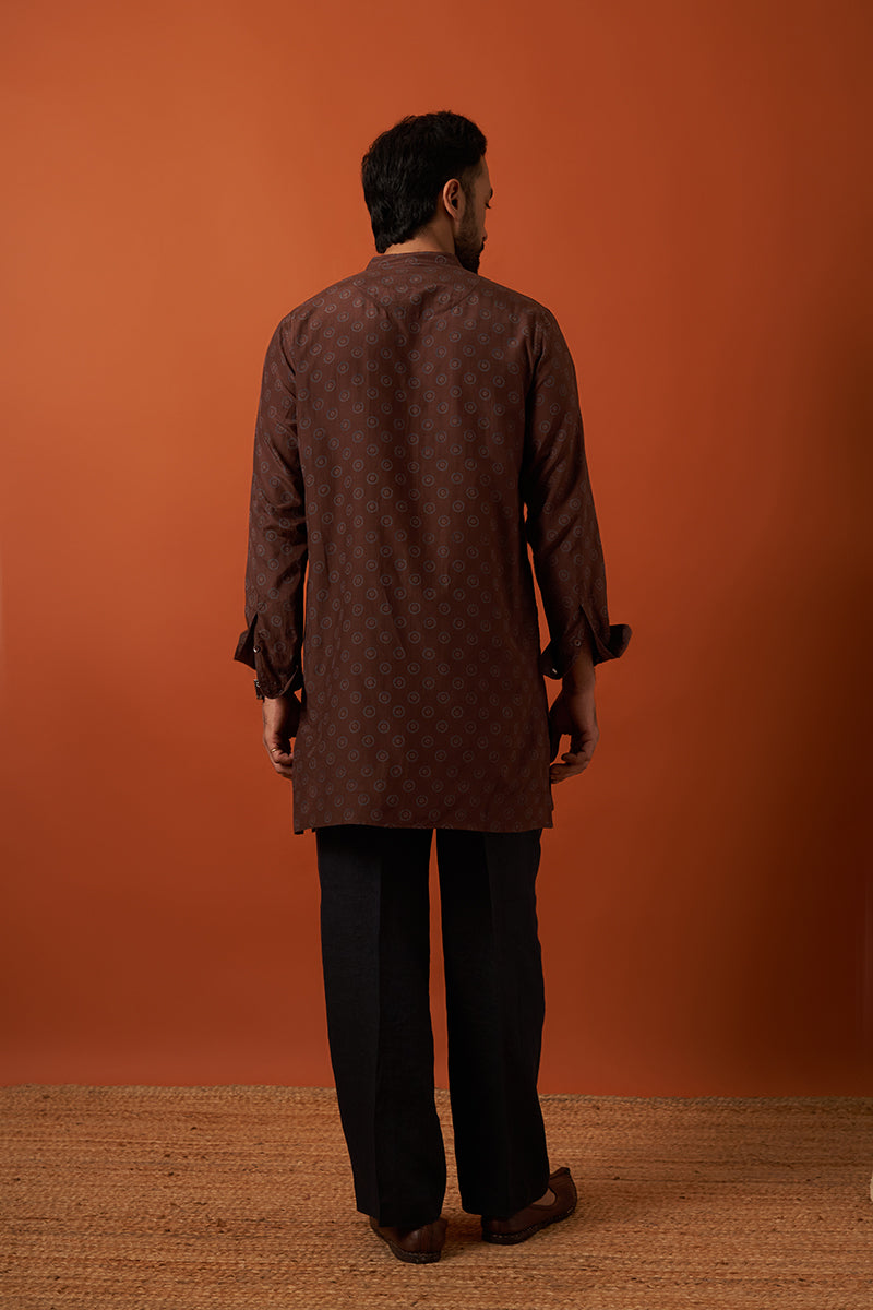 Brown Sun Cotton Silk Hand Blockprinted Kurta