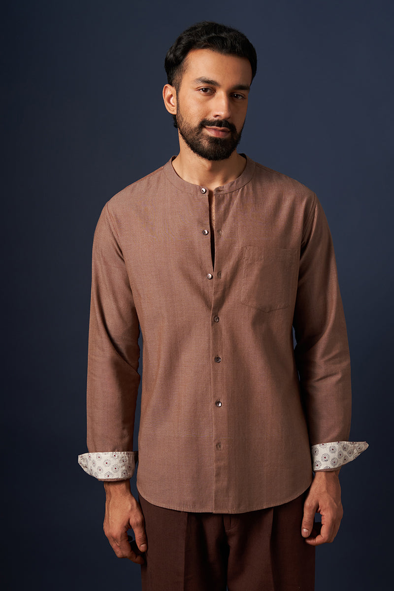 Prithvi Beige Handspun Handwowen Cotton Shirt