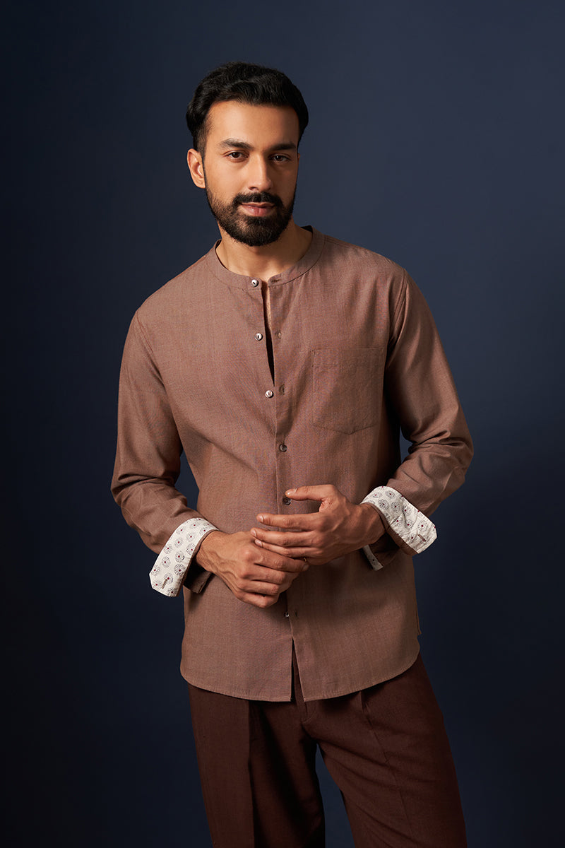 Prithvi Beige Handspun Handwowen Cotton Shirt