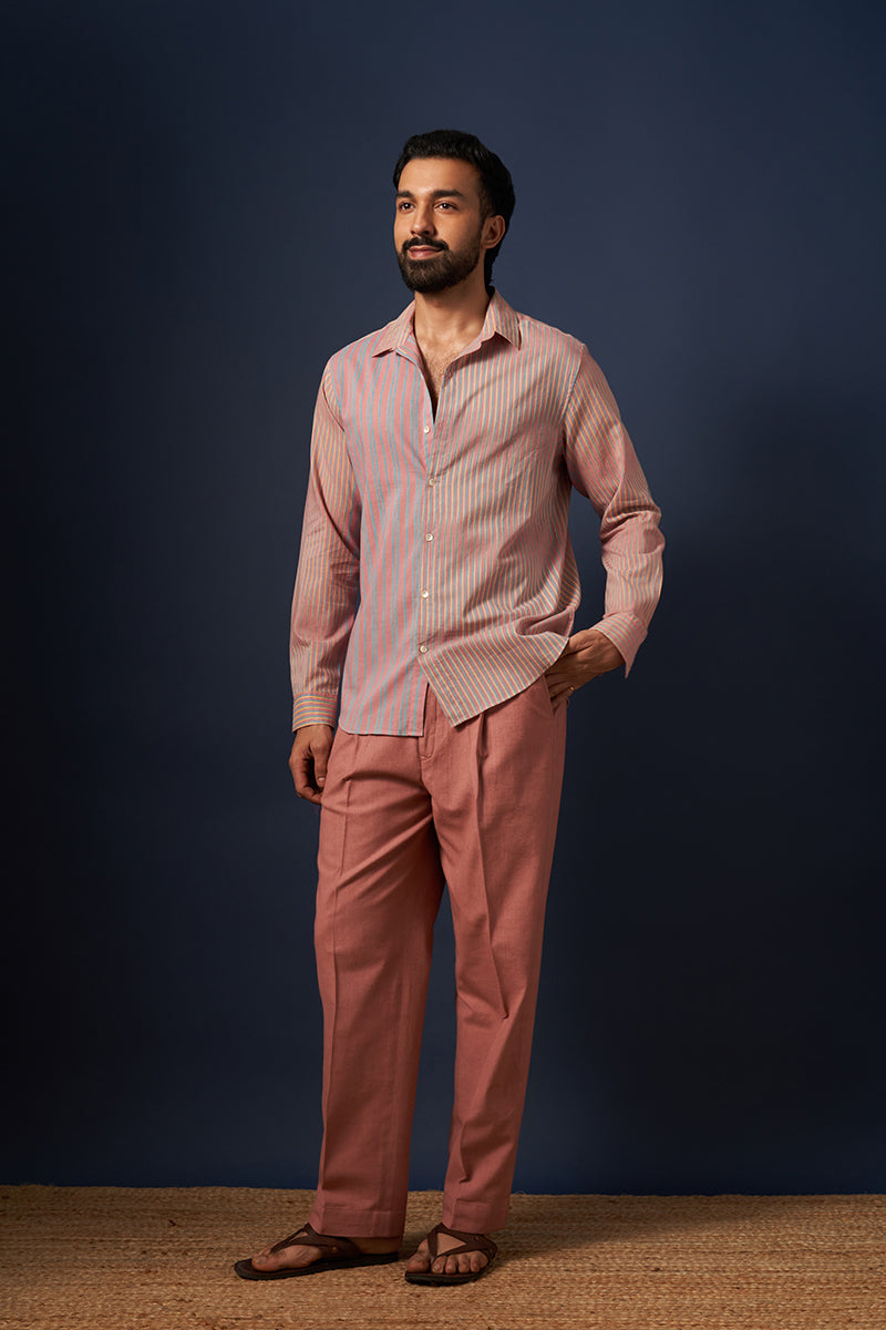 Falsa Stripes Voile Hand Blockprinted Shirt