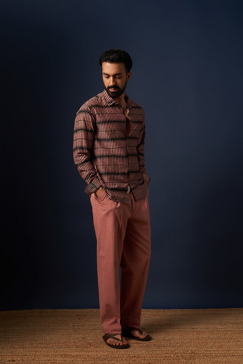 Black Pencil Cotton Silk Hand Blockprinted Shirt